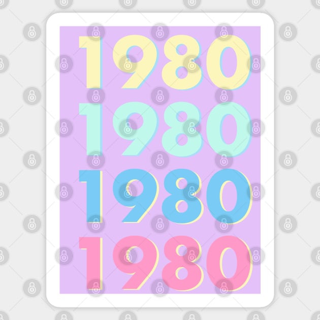 1980 Pastel Typography - Personalized Year Retro Nostalgic Art Print Sticker by thejamestaylor